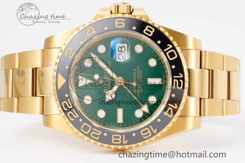 GMT Master II 116718 LN 904L SS APF 1:1 Best Edition Green Dial on YG Bracelet VR3186 CHS