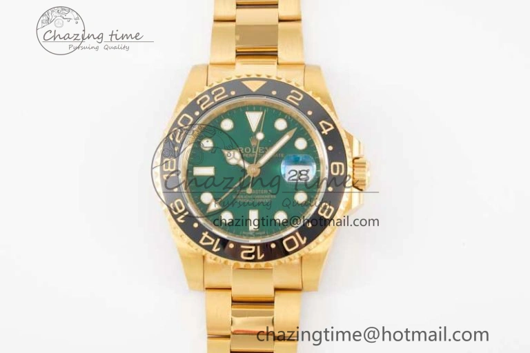 GMT Master II 116718 LN 904L SS APF 1:1 Best Edition Green Dial on YG Bracelet VR3186 CHS