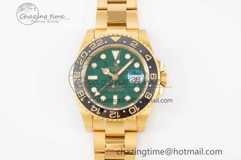 GMT Master II 116718 LN 904L SS APF 1:1 Best Edition Green Dial on YG Bracelet VR3186 CHS