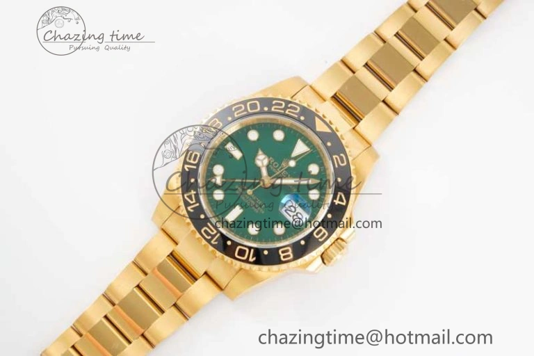GMT Master II 116718 LN 904L SS APF 1:1 Best Edition Green Dial on YG Bracelet VR3186 CHS