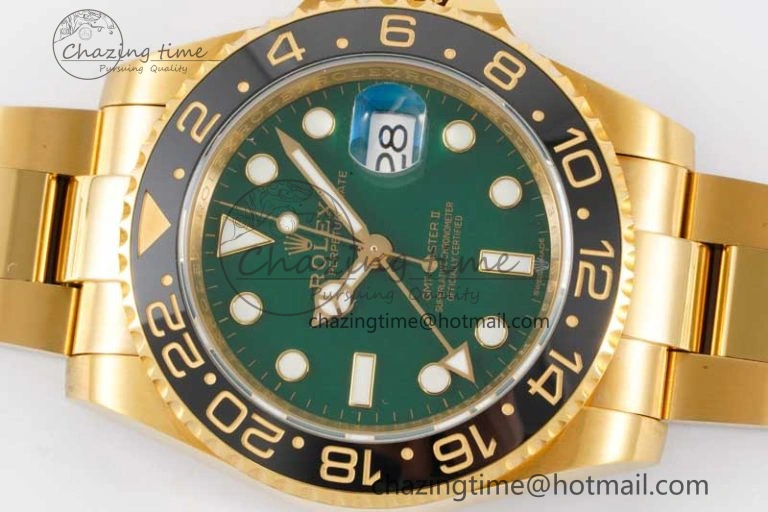GMT Master II 116718 LN 904L SS APF 1:1 Best Edition Green Dial on YG Bracelet VR3186 CHS