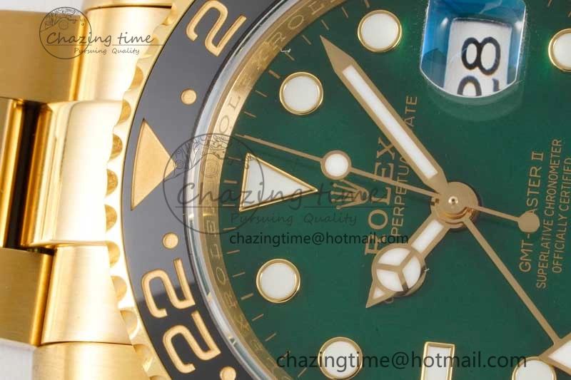 GMT Master II 116718 LN 904L SS APF 1:1 Best Edition Green Dial on YG Bracelet VR3186 CHS
