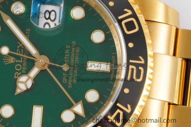 GMT Master II 116718 LN 904L SS APF 1:1 Best Edition Green Dial on YG Bracelet VR3186 CHS