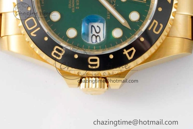 GMT Master II 116718 LN 904L SS APF 1:1 Best Edition Green Dial on YG Bracelet VR3186 CHS