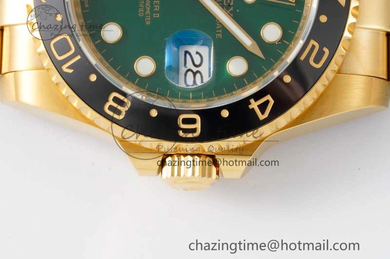 GMT Master II 116718 LN 904L SS APF 1:1 Best Edition Green Dial on YG Bracelet VR3186 CHS
