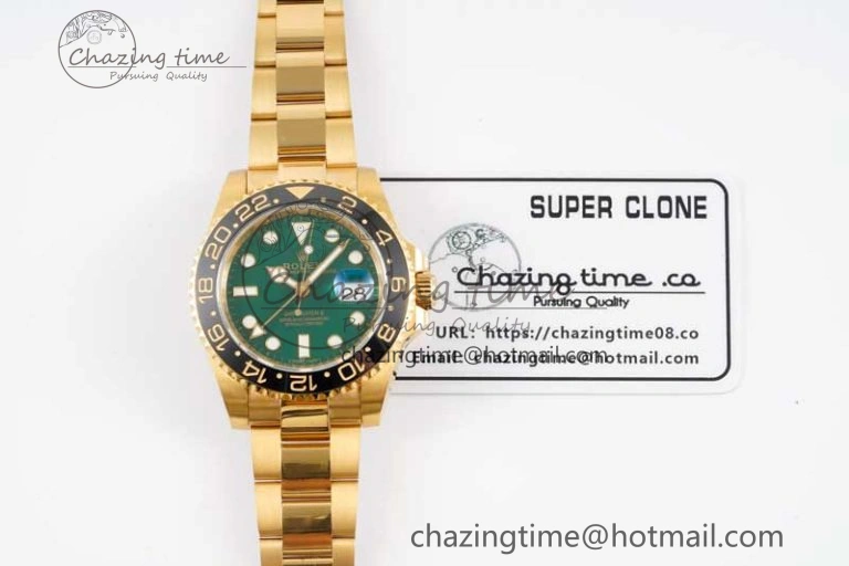 GMT Master II 116718 LN 904L SS APF 1:1 Best Edition Green Dial on YG Bracelet VR3186 CHS