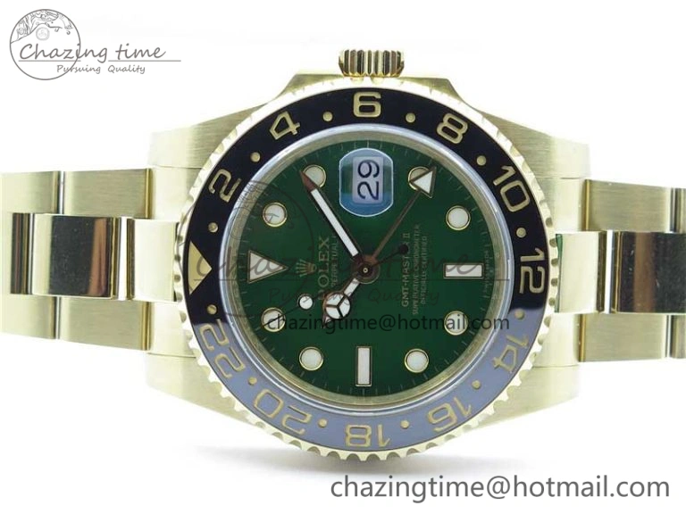 GMT Master II 116718 LN Black Ceramic 316L Steel GMF 1:1 Best Edition Green Dial on YG Bracelet A3186