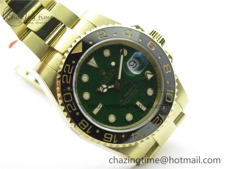 GMT Master II 116718 LN Black Ceramic 316L Steel GMF 1:1 Best Edition Green Dial on YG Bracelet A3186