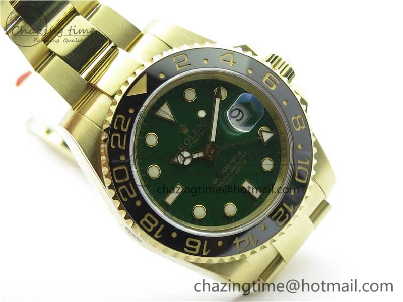 GMT Master II 116718 LN Black Ceramic 316L Steel GMF 1:1 Best Edition Green Dial on YG Bracelet A3186