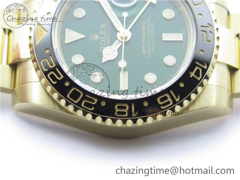GMT Master II 116718 LN Black Ceramic 316L Steel GMF 1:1 Best Edition Green Dial on YG Bracelet A3186