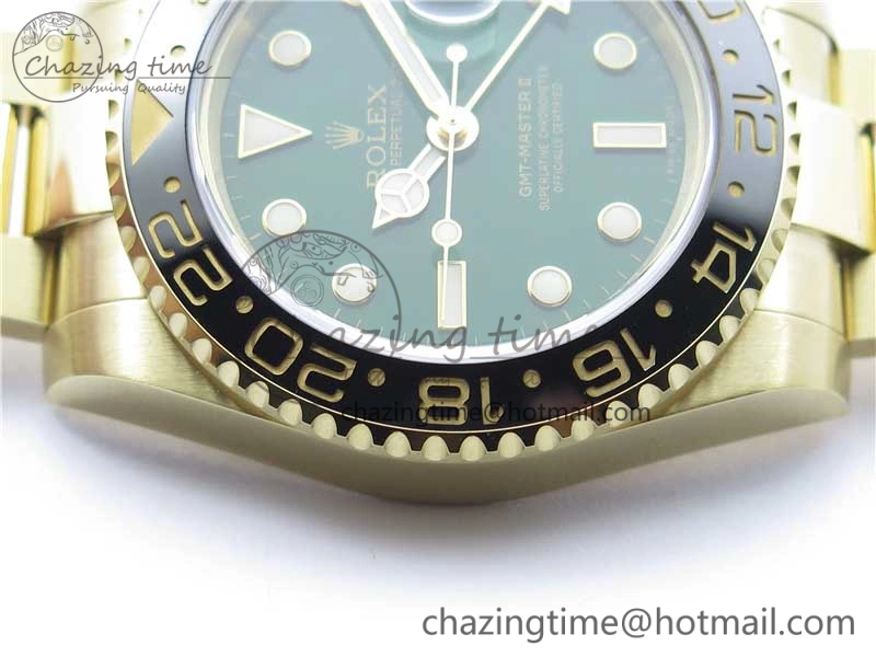 GMT Master II 116718 LN Black Ceramic 316L Steel GMF 1:1 Best Edition Green Dial on YG Bracelet A3186