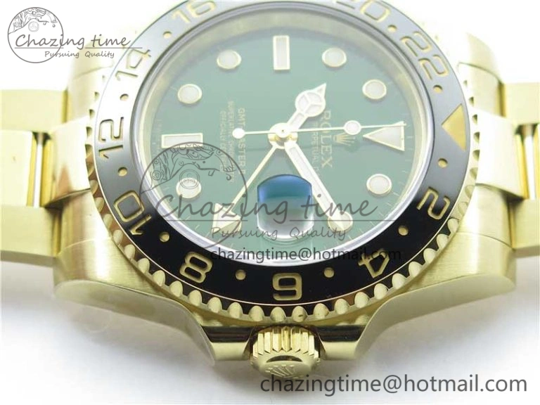 GMT Master II 116718 LN Black Ceramic 316L Steel GMF 1:1 Best Edition Green Dial on YG Bracelet A3186