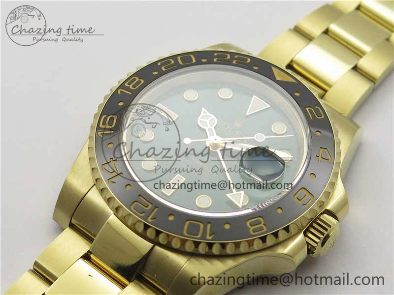 GMT Master II 116718 LN Black Ceramic 316L Steel GMF 1:1 Best Edition Green Dial on YG Bracelet A3186