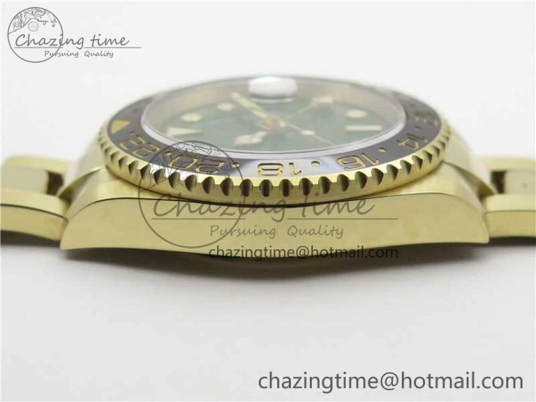 GMT Master II 116718 LN Black Ceramic 316L Steel GMF 1:1 Best Edition Green Dial on YG Bracelet A3186