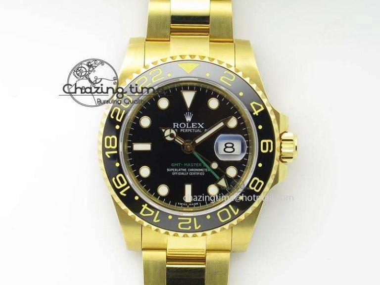 GMT-Master II 116718 LN Bp-Maker Best Edition YG Wrapped Bezel Black Dial On YG Bracelet ETA2836