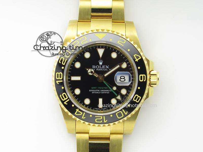 GMT-Master II 116718 LN Bp-Maker Best Edition YG Wrapped Bezel Black Dial On YG Bracelet ETA2836