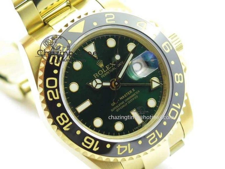 GMT-Master II 116718LN YG Bp-Maker Green Dial Ceramic Bezel On YG Bracelet A3186