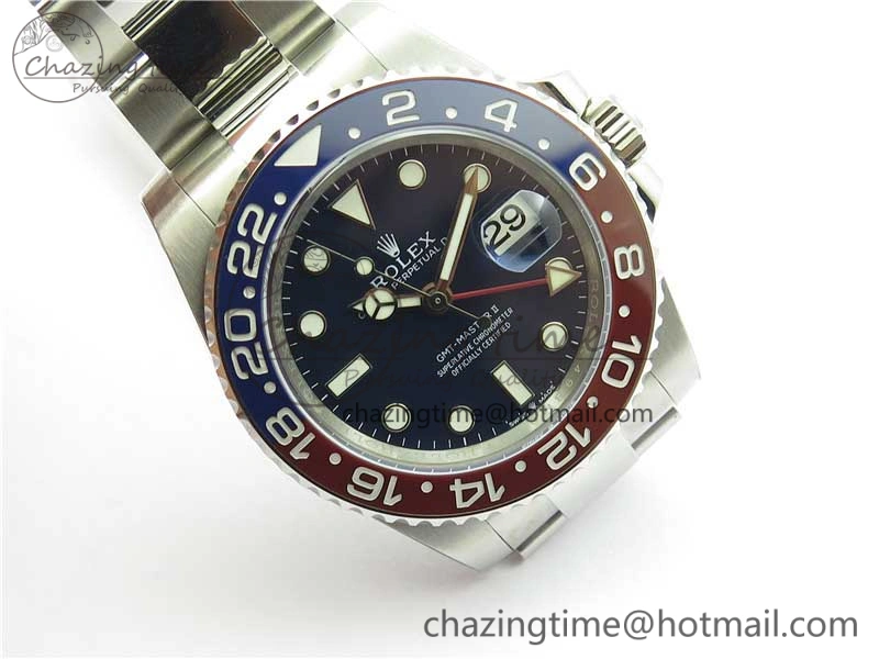 GMT Master II 116719 BLNR Real Ceramic 904L SS Noob 1:1 Best Edition Blue Dial on SS Bracelet A3285 V11 (Correct Hand Stack)