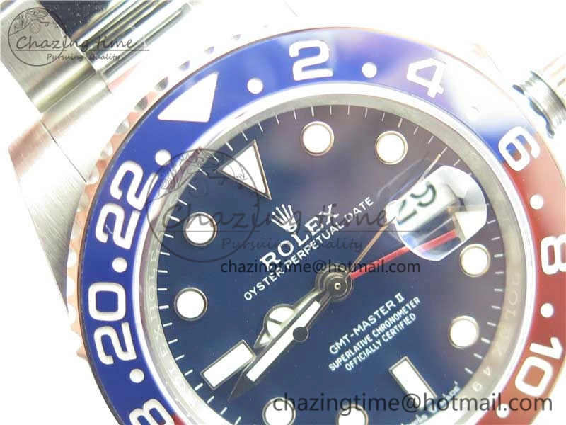 GMT Master II 116719 BLNR Real Ceramic 904L SS Noob 1:1 Best Edition Blue Dial on SS Bracelet A3285 V11 (Correct Hand Stack)
