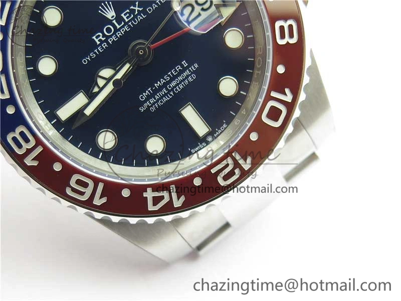 GMT Master II 116719 BLNR Real Ceramic 904L SS Noob 1:1 Best Edition Blue Dial on SS Bracelet A3285 V11 (Correct Hand Stack)