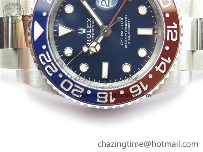 GMT Master II 116719 BLNR Real Ceramic 904L SS Noob 1:1 Best Edition Blue Dial on SS Bracelet A3285 V11 (Correct Hand Stack)