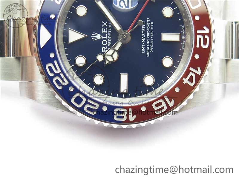 GMT Master II 116719 BLNR Real Ceramic 904L SS Noob 1:1 Best Edition Blue Dial on SS Bracelet A3285 V11 (Correct Hand Stack)