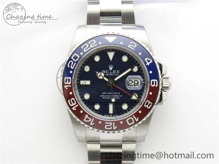 GMT Master II 116719 BLNR Real Ceramic 904L SS Noob 1:1 Best Edition Blue Dial on SS Bracelet A3285 V11 (Correct Hand Stack)