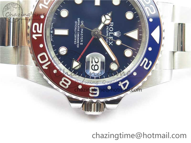 GMT Master II 116719 BLNR Real Ceramic 904L SS Noob 1:1 Best Edition Blue Dial on SS Bracelet A3285 V11 (Correct Hand Stack)