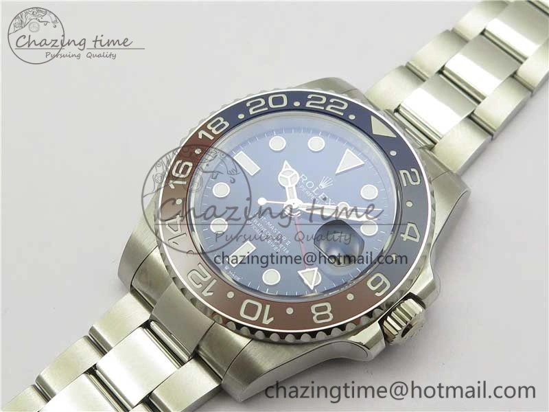 GMT Master II 116719 BLNR Real Ceramic 904L SS Noob 1:1 Best Edition Blue Dial on SS Bracelet A3285 V11 (Correct Hand Stack)