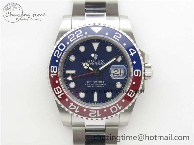 GMT-Master II 116719 BLRO 904L BP Maker 1:1 Best Edition Blue Dial On 904L Oyster Bracelet A3285 (Correct Hand Stack)