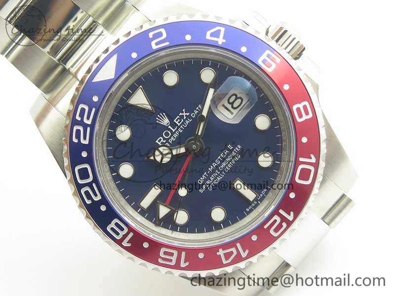 GMT Master II 116719 BLRO GMF 904L Steel Edition Blue Dial on Bracelet A2836