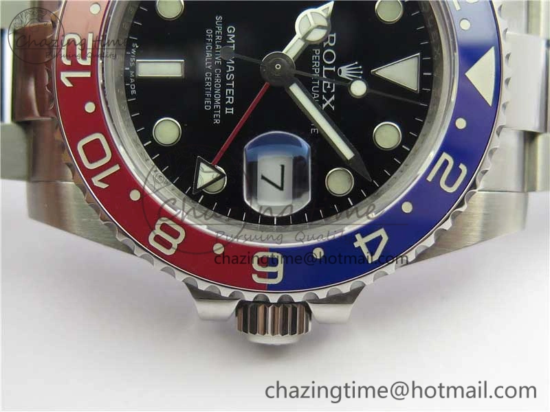 GMT Master II 116719 BLRO Real Ceramic 904L SS GMF 1:1 Best Edition Black Dial on Bracelet A3186 (Correct Hand Stack)
