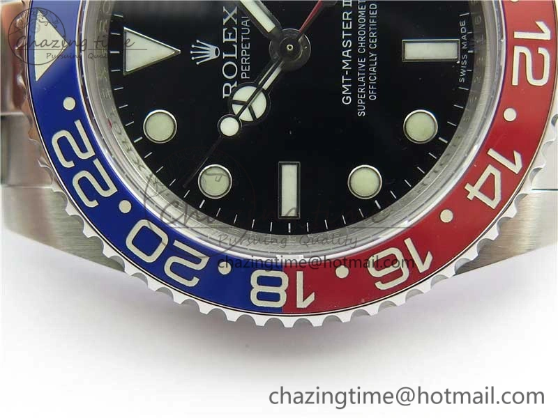 GMT Master II 116719 BLRO Real Ceramic 904L SS GMF 1:1 Best Edition Black Dial on Bracelet A3186 (Correct Hand Stack)