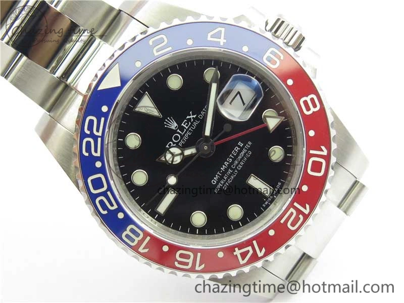 GMT Master II 116719 BLRO Real Ceramic 904L SS GMF 1:1 Best Edition Black Dial on Bracelet A3186 (Correct Hand Stack)