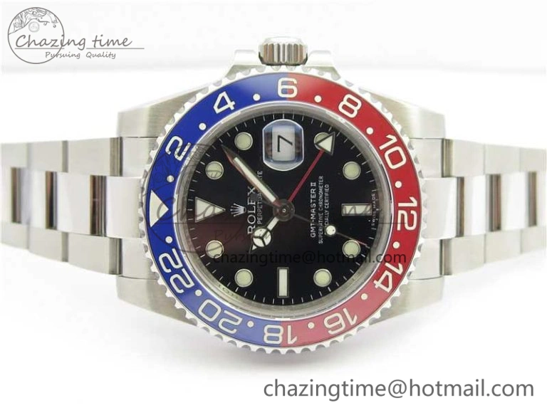 GMT Master II 116719 BLRO Real Ceramic 904L SS GMF 1:1 Best Edition Black Dial on Bracelet A3186 (Correct Hand Stack)