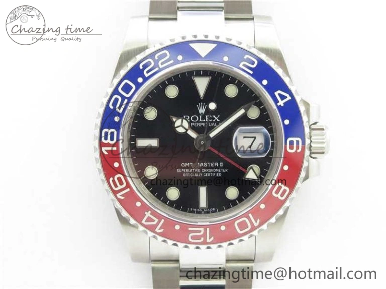 GMT Master II 116719 BLRO Real Ceramic 904L SS GMF 1:1 Best Edition Black Dial on Bracelet A3186 (Correct Hand Stack)
