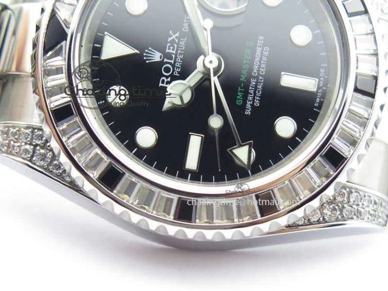 GMT-Master II 116759 SS Bp-Maker Black Ruby Crystal Black Dial On SS Bracelet A3186