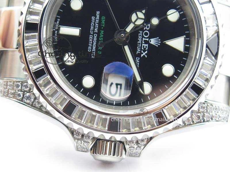 GMT-Master II 116759 SS Bp-Maker Black Ruby Crystal Black Dial On SS Bracelet A3186