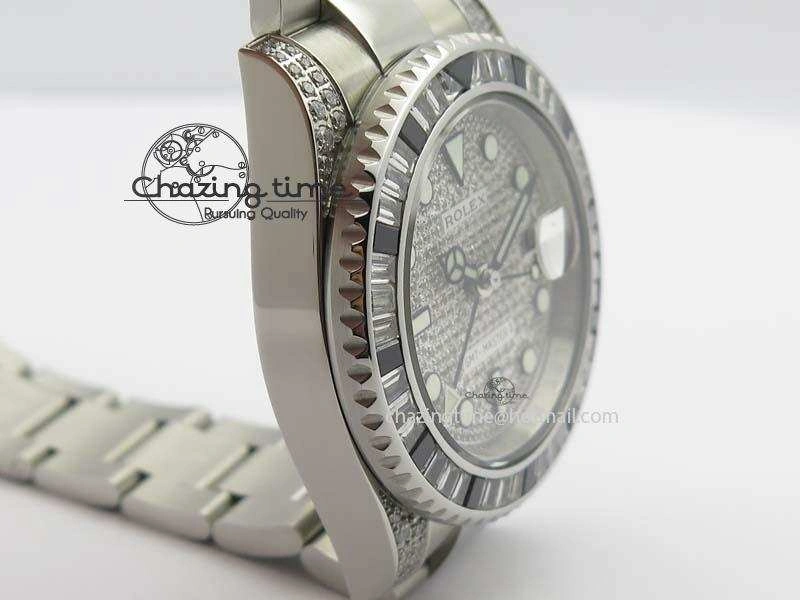 GMT-Master II 116759 SS Bp-Maker Black Ruby Crystal Diamond Dial On SS Bracelet A3186