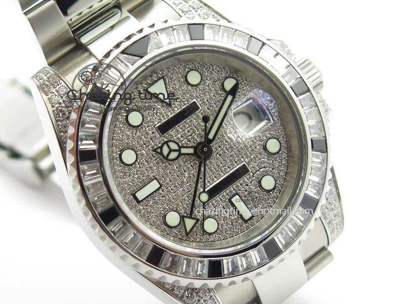 GMT-Master II 116759 SS Bp-Maker Black Ruby Crystal Diamond Dial On SS Bracelet A3186