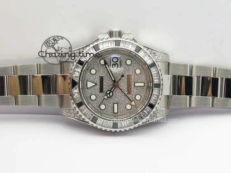 GMT-Master II 116759 SS Bp-Maker Black Ruby Crystal Diamond Dial On SS Bracelet A3186