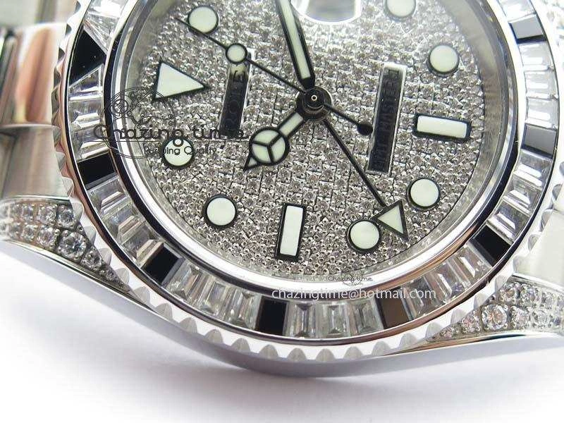 GMT-Master II 116759 SS Bp-Maker Black Ruby Crystal Diamond Dial On SS Bracelet A3186