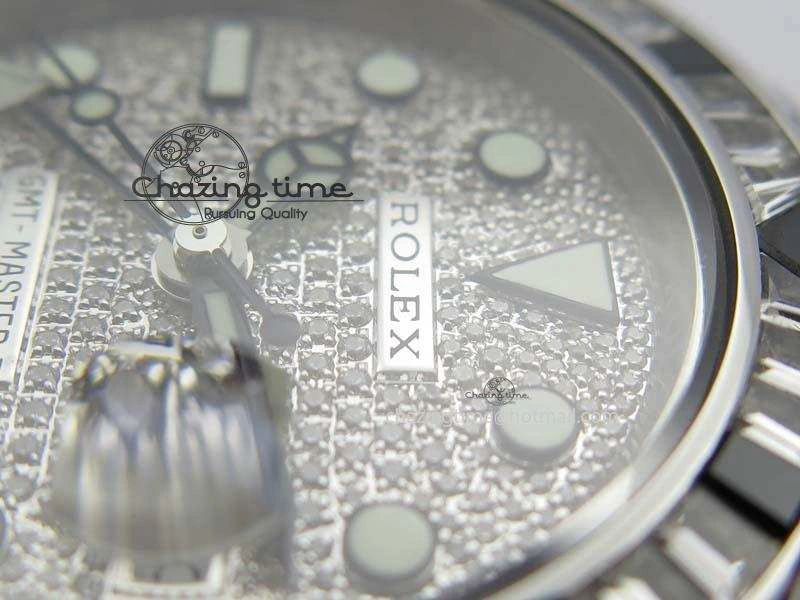 GMT-Master II 116759 SS Bp-Maker Black Ruby Crystal Diamond Dial On SS Bracelet A3186
