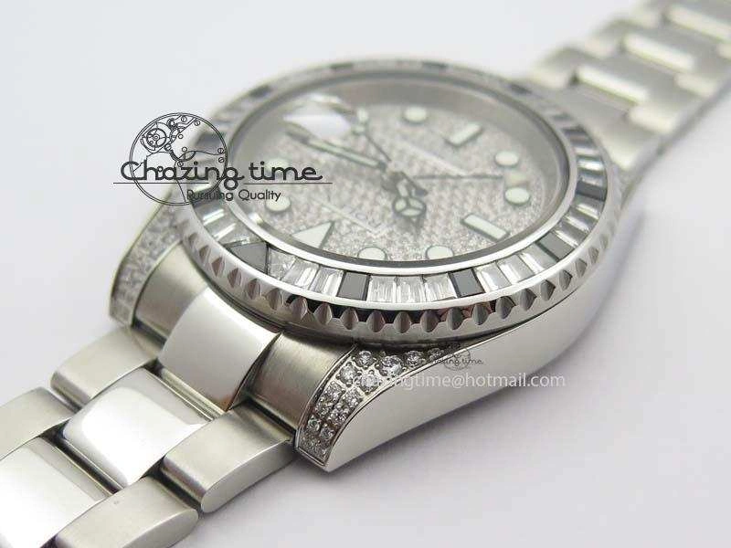GMT-Master II 116759 SS Bp-Maker Black Ruby Crystal Diamond Dial On SS Bracelet A3186