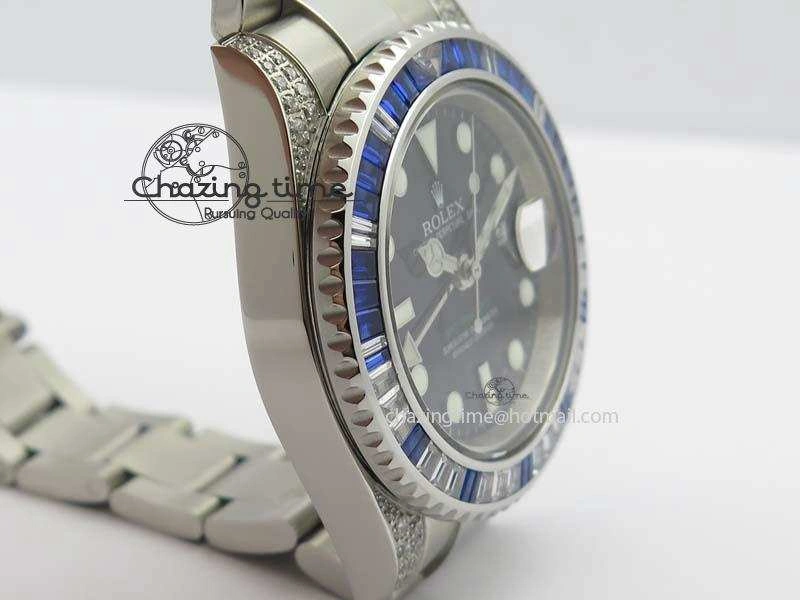 GMT-Master II 116759 SS Bp-Maker Blue Ruby Crystal Black Dial On SS Bracelet A3186