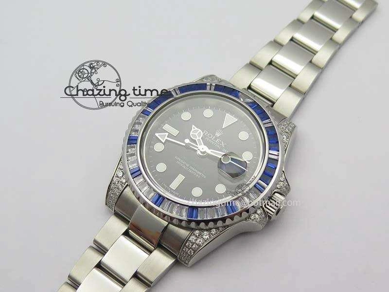 GMT-Master II 116759 SS Bp-Maker Blue Ruby Crystal Black Dial On SS Bracelet A3186