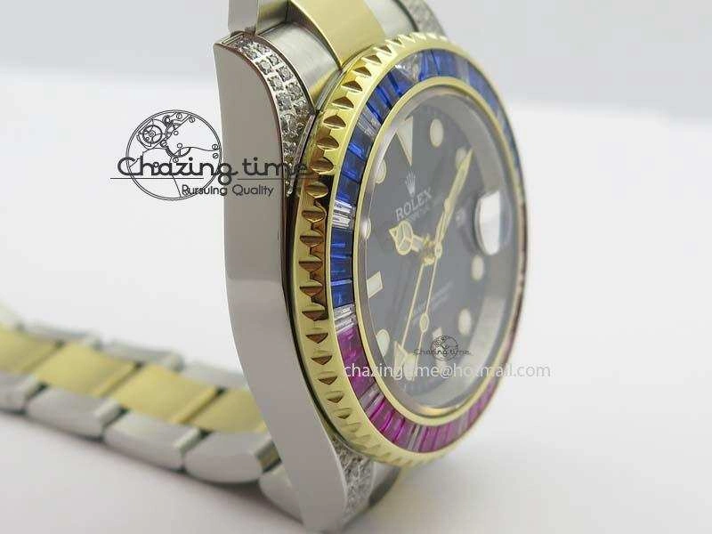 GMT-Master II 116759 SS YG Bp-Maker Blue Red Ruby Crystal Black Dial On SS YG Bracelet A3186