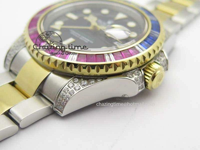 GMT-Master II 116759 SS YG Bp-Maker Blue Red Ruby Crystal Black Dial On SS YG Bracelet A3186
