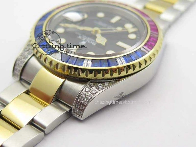 GMT-Master II 116759 SS YG Bp-Maker Blue Red Ruby Crystal Black Dial On SS YG Bracelet A3186