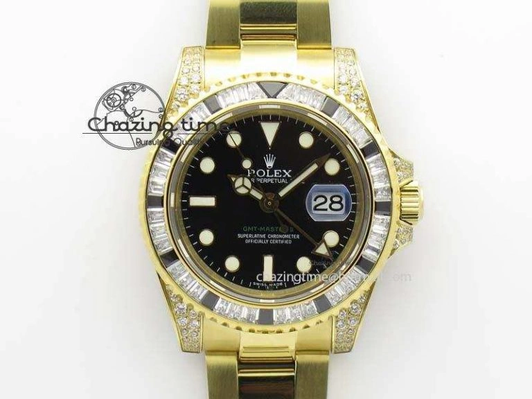 GMT-Master II 116759 YG Bp-Maker Black Ruby Crystal Bezel Black Dial On YG Bracelet A3186